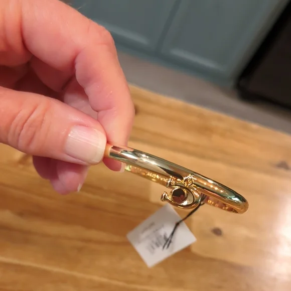 Coach Gold Tone Bangle Bracelet with C Charm - Picture 7 of 7